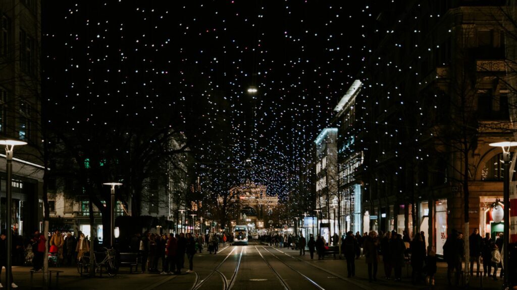 Weihnachtsbeleuchtung an der Bahnhofstrasse Zürich